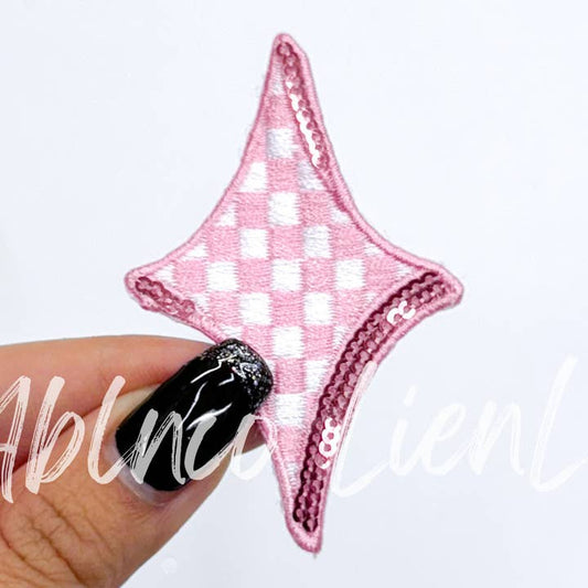 Checkered Diamond Star Iron On Patch