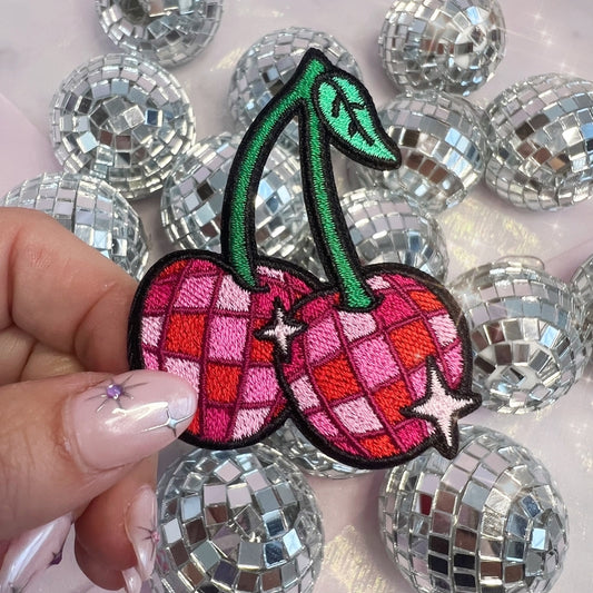 Disco Ball Cherries Iron On Patch