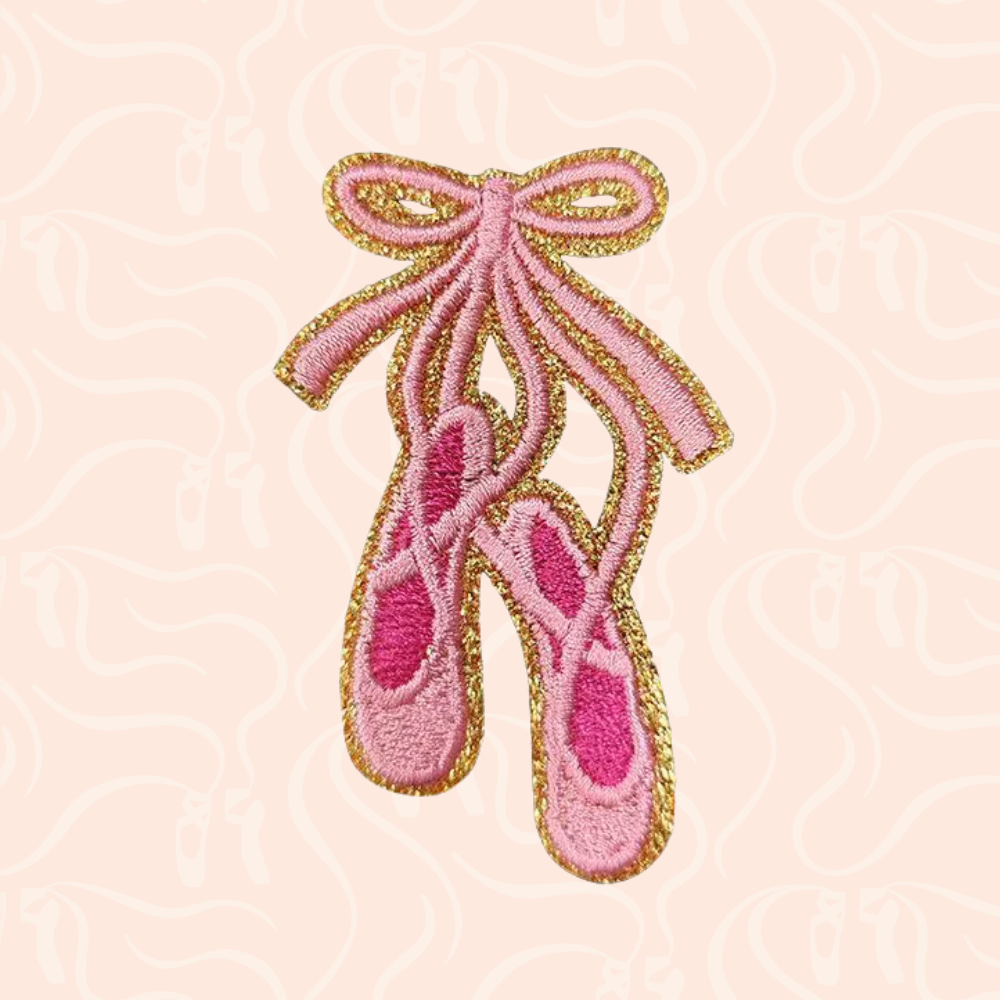 Gold Glitter Pointe Shoe Iron On Patch