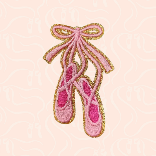 Gold Glitter Pointe Shoe Iron On Patch