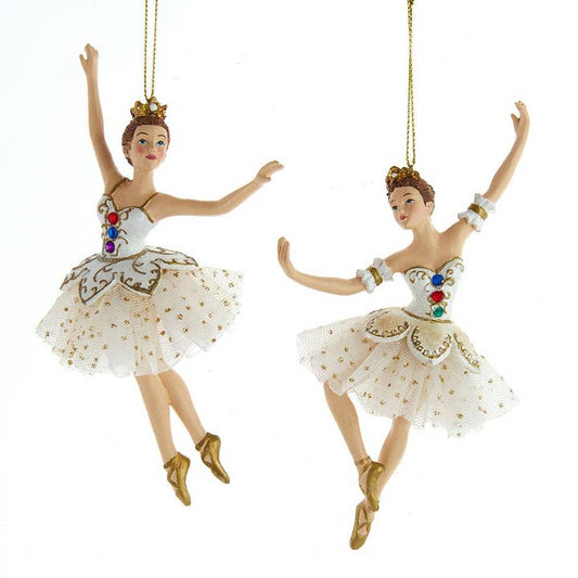 White and Gold Jeweled Ballerina Ornaments