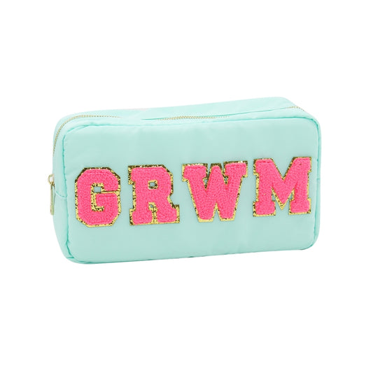'GRWM' Varsity Cosmetic Bag