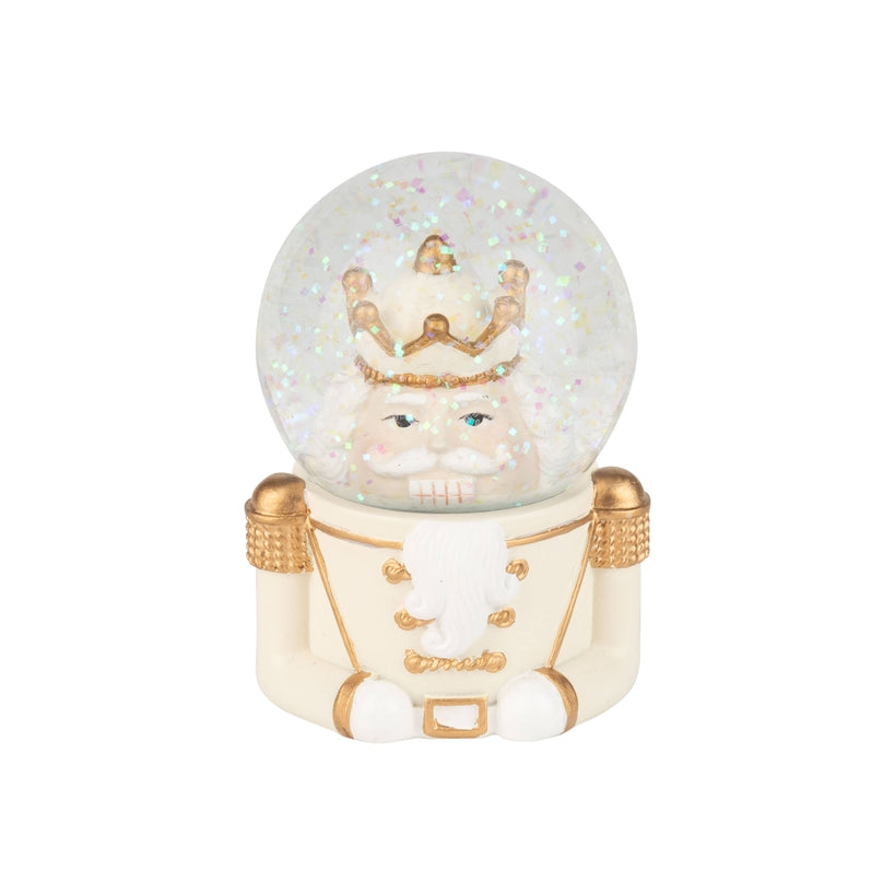 White & Gold Nutcracker Snow Globe