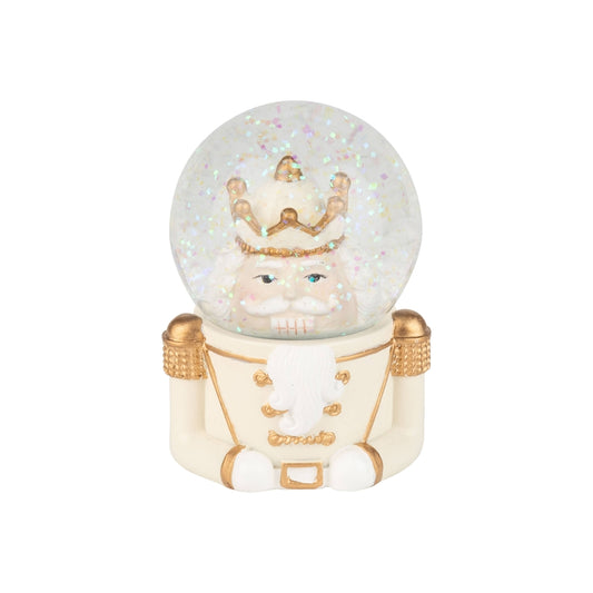 White & Gold Nutcracker Snow Globe