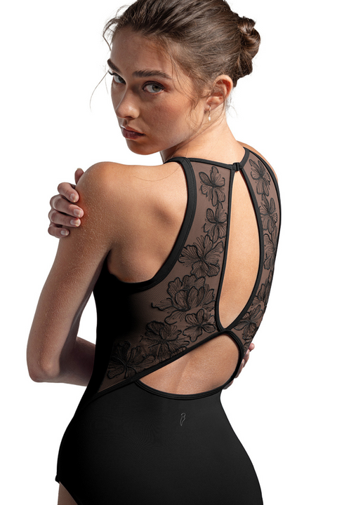 Embroidered Halter Leotard