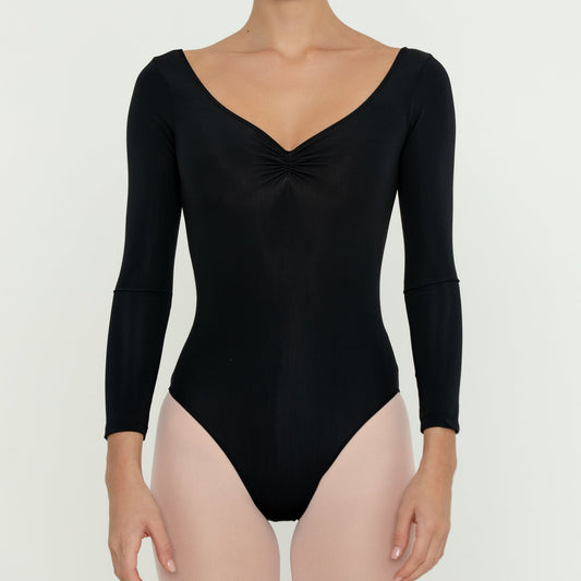 Pinch Front Long Sleeve Leotard