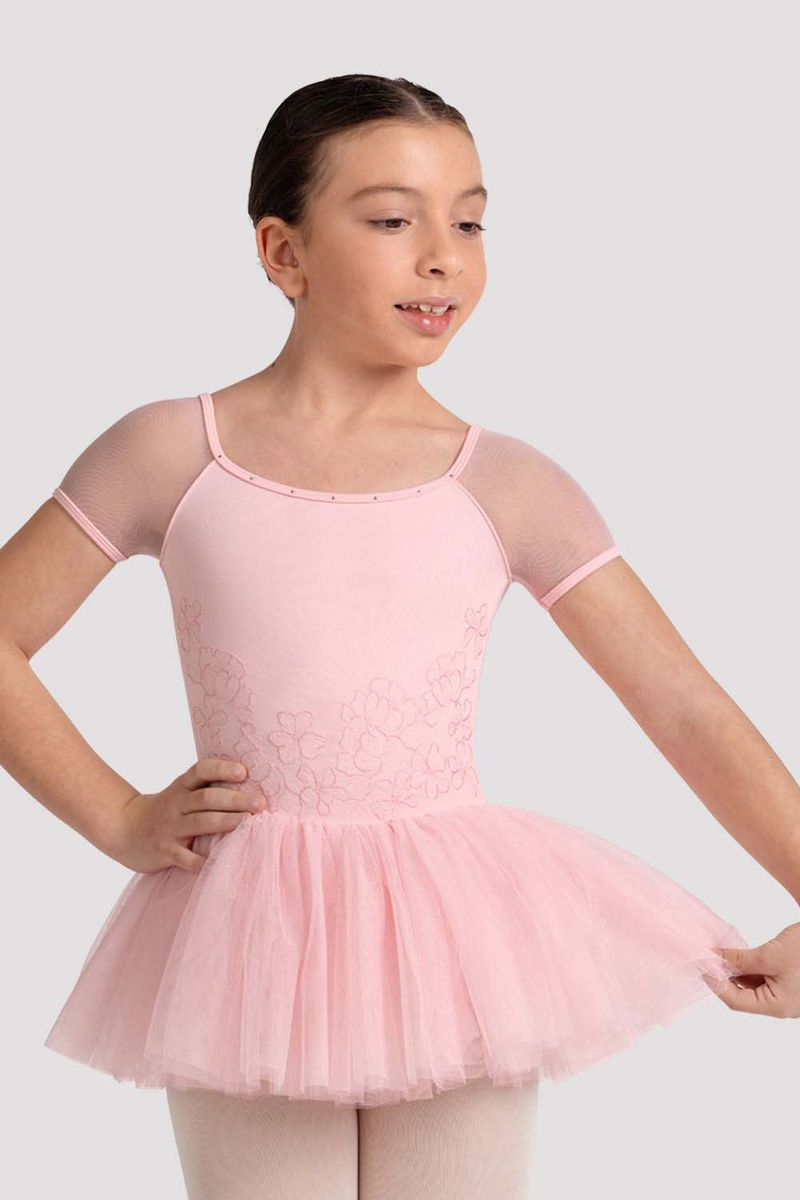 Embroidered Cap Sleeve Tutu Leotard