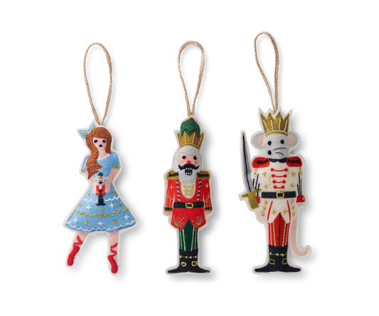 Nutcracker Set of 3 Felt Ornaments