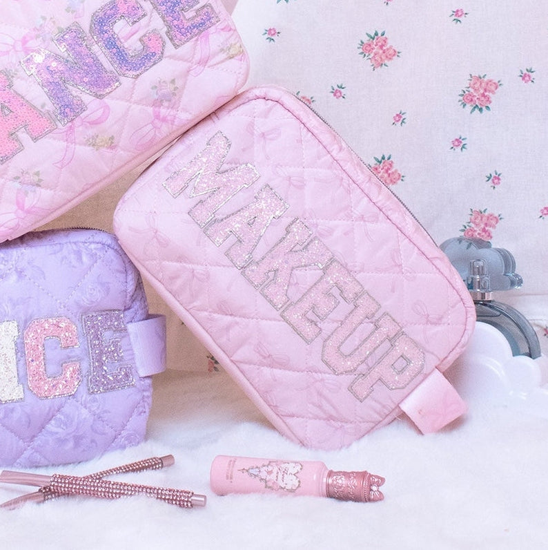 'Makeup' Bow Quilted Pouch