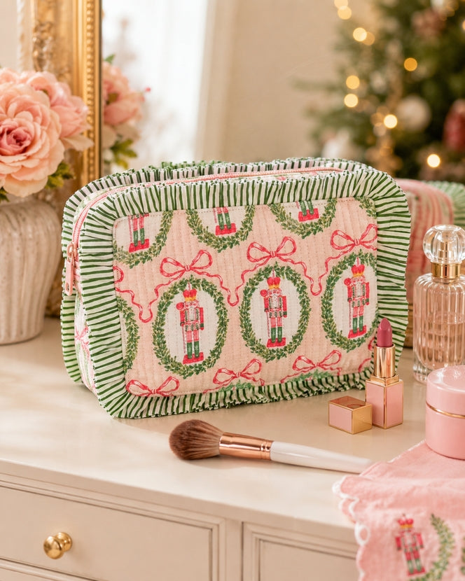 Nutcracker Noel Ruffle Cosmetic Bag