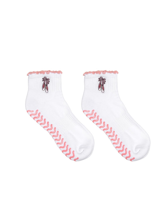 Ruffled Ballet Grip Ankle Socks