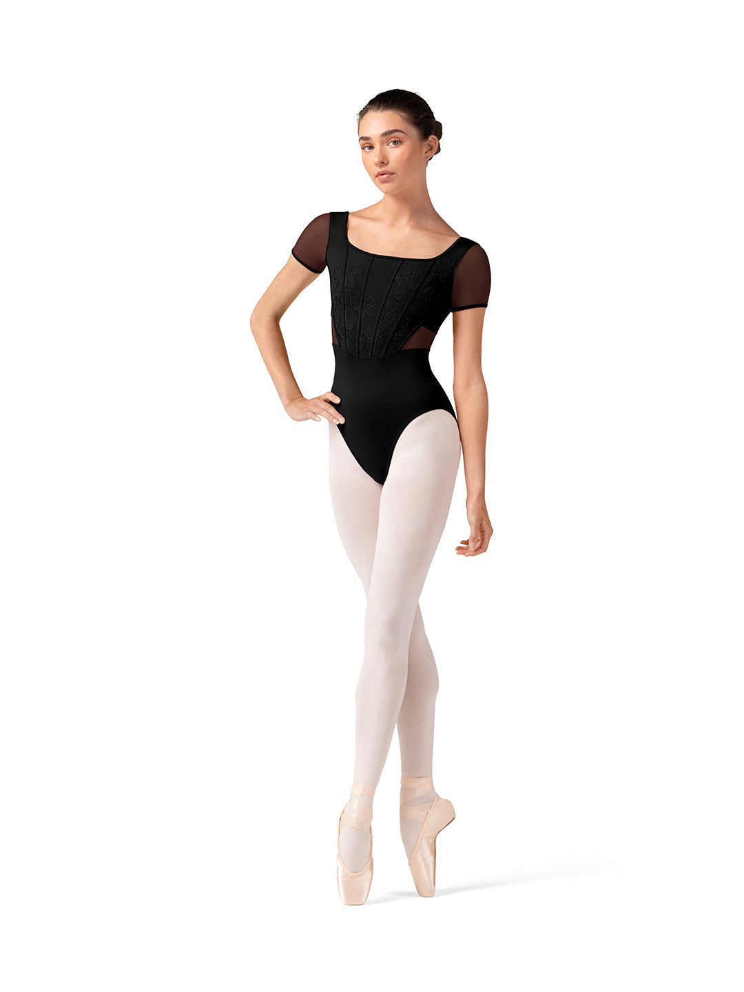 Olivia Embroidered Cap Sleeve Leotard
