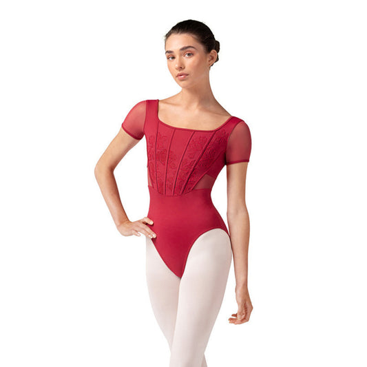 Olivia Embroidered Cap Sleeve Leotard