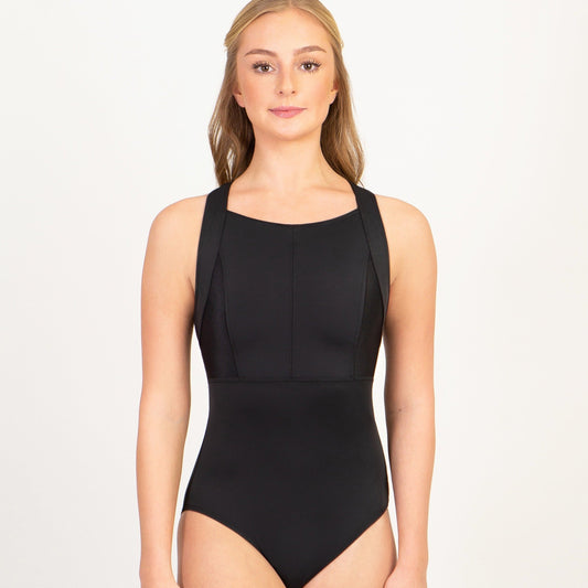 Contour Thick Strap Jewel Neck Leotard