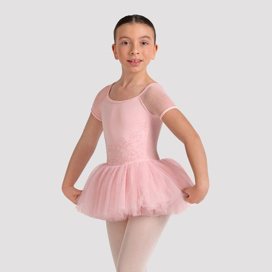 Embroidered Cap Sleeve Tutu Leotard