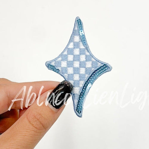 Checkered Diamond Star Iron On Patch