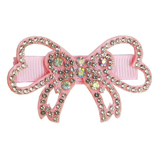 Pink Rhinestone Bow Hair Clip